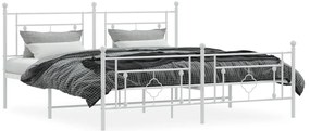 Estrutura de cama com cabeceira e pés 183x213 cm metal branco