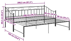 Estrutura sofá-cama de puxar 90x200 cm metal preto
