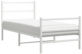 Estrutura de cama com cabeceira e pés 90x200 cm metal branco