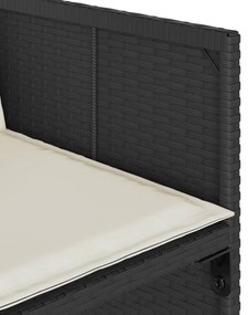 17 pcs conjunto de jantar p/ jardim c/ almofadões vime PE preto