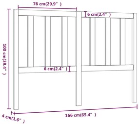 Cabeceira de cama 166x4x100 cm pinho maciço