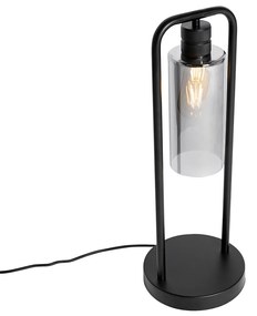 Candeeiro de mesa moderno preto com vidro fumê - Stavelot