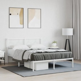 Estrutura de cama com cabeceira 140x190 cm metal branco