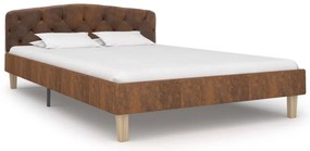 Estrutura de cama 120x200 cm camurça artificial castanho
