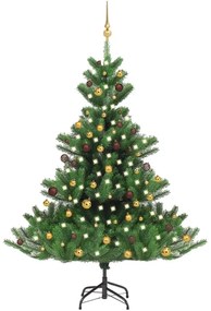 3077560 vidaXL Árvore Natal artif. c/ LEDs/bolas 180 cm abeto caucasiano verde