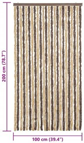 Cortina anti-insetos 100x200 cm chenille castanho-escuro e bege