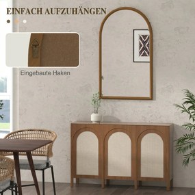 Espelho de Parede 65x110 cm com Moldura de Madeira em Forma de Janela Espelho Decorativo para Sala Quarto Castanho Escuro