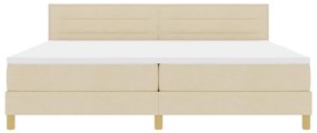 Cama Box Spring com Colchão &amp; LED Creme 200x200 cm Tecido