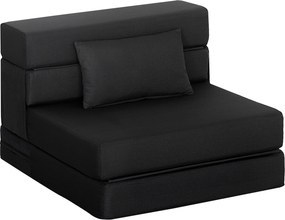 HOMCOM Poltrona conversível 1 lugar poltrona cama dobrável, almofada incluída, para convidados, sala, espaço pequeno, carga 120 kg, preto | Aosom Portugal