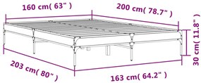 Estrutura de cama 160x200 cm derivados de madeira/metal