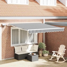vidaXL Toldo retrátil manual com luzes LED 300x250 cm antracite/branco