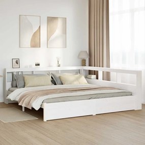 vidaXL Cama com estante sem colchão 160x200 cm pinho maciço