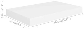 Prateleiras de parede suspensas 4 pcs 40x23x3,8cm MDF branco