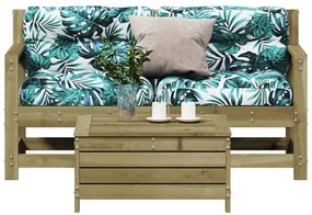 3 pcs conjunto lounge de jardim c/ almofadões pinho impregnado