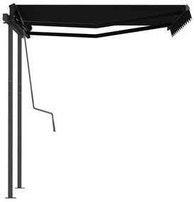 Toldo retrátil automático com postes 3x2,5 m antracite