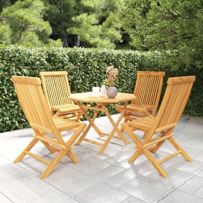 vidaXL 5 pcs conjunto de jantar p/ jardim madeira de teca maciça