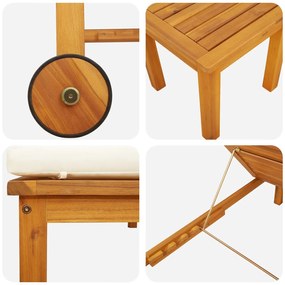 Espreguiçadeiras vidaXL 2 pcs com mesa e almofadas de madeira maciça d