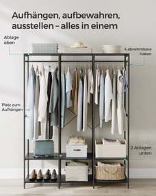 Guarda Roupa aberto com ganchos removíveis em preto