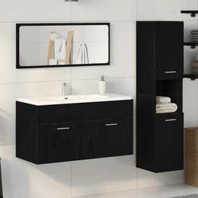 vidaXL Conjunto de Móveis para Casa de Banho 3 Peças Carvalho Preto em Madeira Laminada