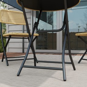 Conjunto de Mesa e Cadeiras de Jardim de Vime Conjunto de 3 Peças Móve