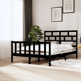 vidaXL Estrutura de cama 140x200 cm madeira de pinho maciça preto