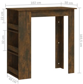 Mesa de bar c/ prateleiras derivados de madeira carvalho fumado