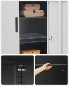 Armário de escritório com 2 portas em aço 40,2 x 80,1 x 99 cm prateado-preto