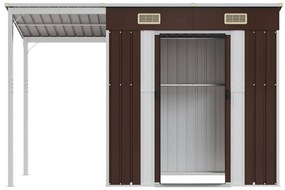 Abrigo de jardim com alpendre 277x107x181 cm aço castanho