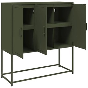 Aparador alto 100,5x39x107 cm aço verde azeitona