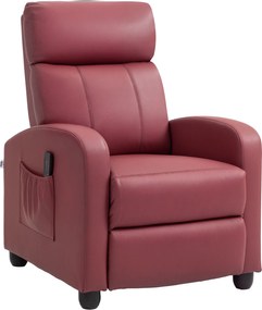 HOMCOM Poltrona de Massagem Reclinável com 2 Zonas de Massagem 8 Programas e 5 Níveis de Intensidade 68x88x98 cm Borgonha | Aosom Portugal