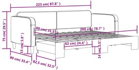 Sofá-cama com gavetão 80x200 cm tecido cinzento-escuro