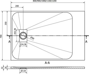 Mexen Hugo base de duche retangular SMC 120 x 70 cm, branco - 42107012