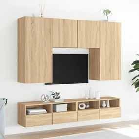 Móvel parede p/ TV 80x30x30cm derivados madeira carvalho sonoma