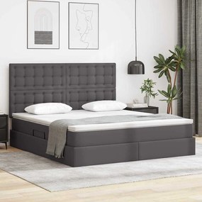 vidaXL Cama com Armazenamento Cinzeto 180 x 200 cm Couro Sintético