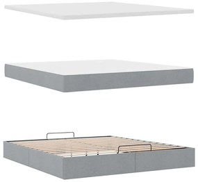 Estrutura cama otomana colchão 160x200 cm tecido cinzento claro