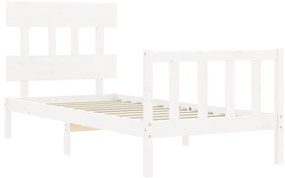 Cama sem colchão 90x200 cm madeira de pinho maciça branco