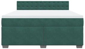 Cama com molas/colchão 180x200 cm veludo verde-escuro
