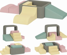 Conjunto de 7 Blocos de Espuma para Crianças Blocos de Psicomotricidade com Capas de Veludo Laváveis Multicolor