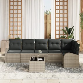 Conjunto de Sofá para Jardim vidaXL de 7 Peças com Almofadas Cinza Vim