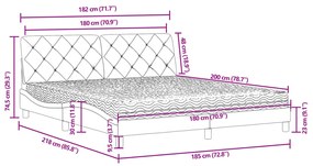 Cama com colchão 180x200 cm veludo cinzento-escuro