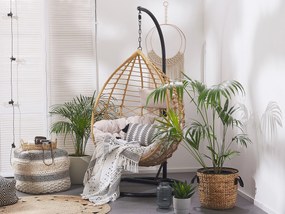 Cadeira suspensa em rattan cor natural e suporte  ARSITA Beliani