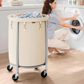Cesto para roupa suja 110 litros com Rodas e saco para roupa suja Branco + prateado
