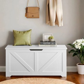 Banco com espaço de arrumação para corredor, 40 x 100 x 46 cm branco mate