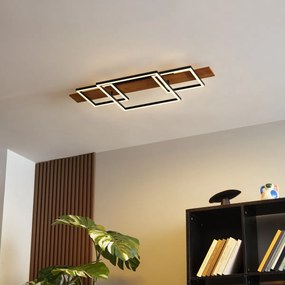 Plafon de design preto quadrado com LED regulável em 3 níveis e 3 luzes - Nimue