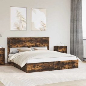 vidaXL Cama com Armazenamento Carvalho Defumado 180 x 200 cm
