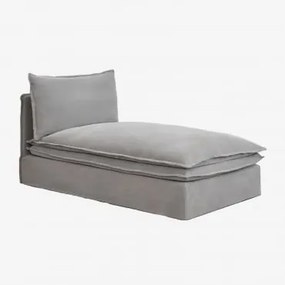 Módulo Chaise Longue Para Sofá Modular Em Linho E Algodão Grace Tecido Cinzento Escuro - Sklum