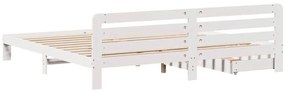 Cama sem colchão 200x200 cm madeira de pinho maciça branco