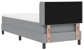 Cama box spring com colchão, cinza claro, 80 x 200 cm, tecido.