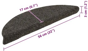 Tapetes escada autoadesivos 5 pcs 56x17x3 cm antracite