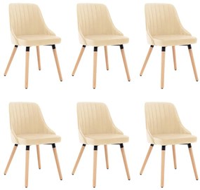vidaXL Cadeiras de jantar 6 pcs veludo cor creme
